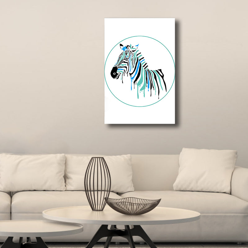 Soft Color Cartoon Print Painting Animal Children's Art Textured Canvas for House Interior