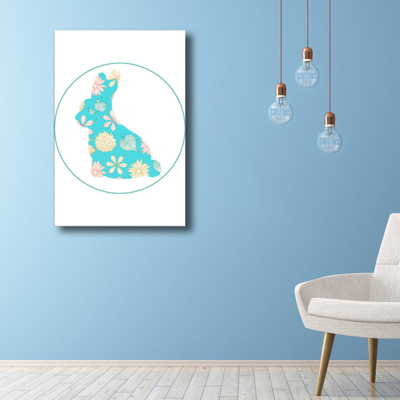 Soft Color Cartoon Print Painting Animal Children's Art Textured Canvas for House Interior