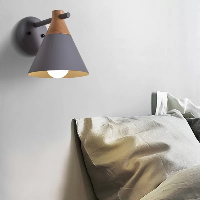 Macaron -stijl ondertint wandlicht Conische schaduw 1 kop metalen wandlamp voor keukengang