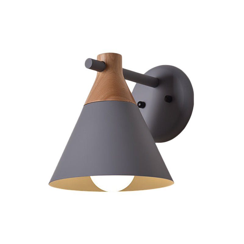 Macaron -stijl ondertint wandlicht Conische schaduw 1 kop metalen wandlamp voor keukengang