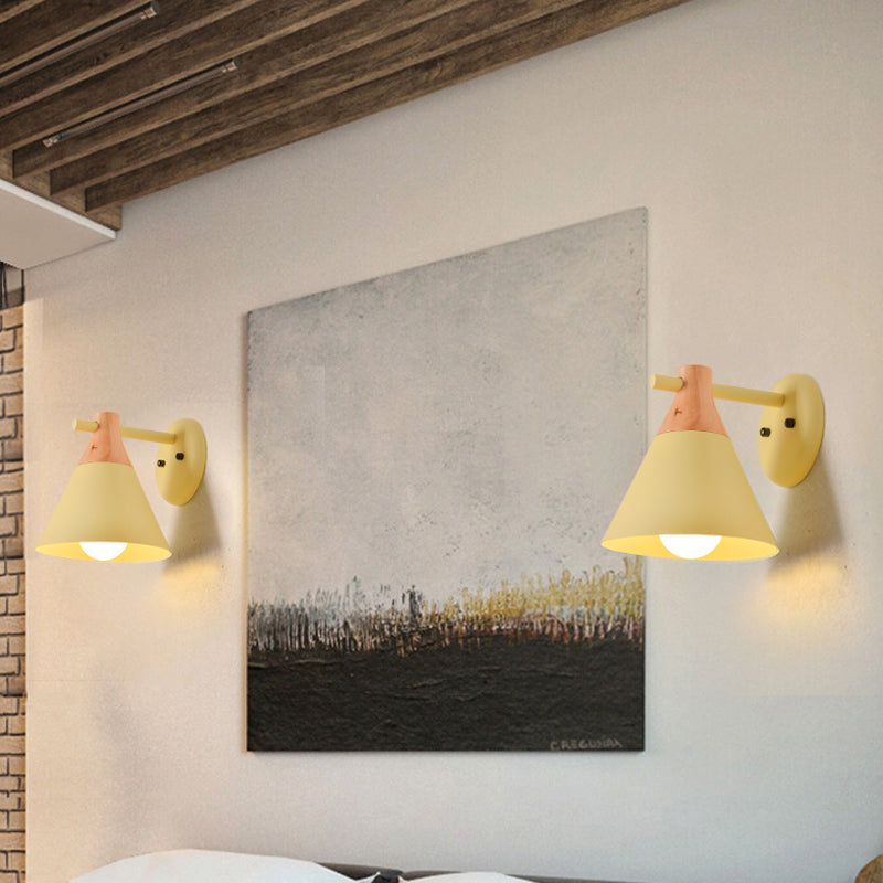 Macaron Style sottoint Wall Light Shade Conical conico 1 Lampada a parete in metallo per il corridoio della cucina
