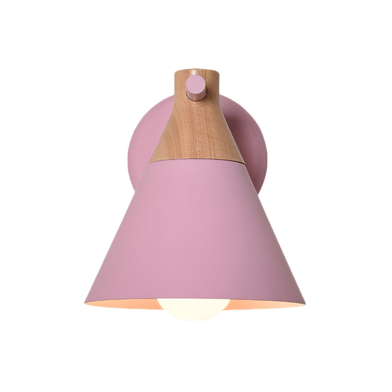 Macaron -stijl ondertint wandlicht Conische schaduw 1 kop metalen wandlamp voor keukengang