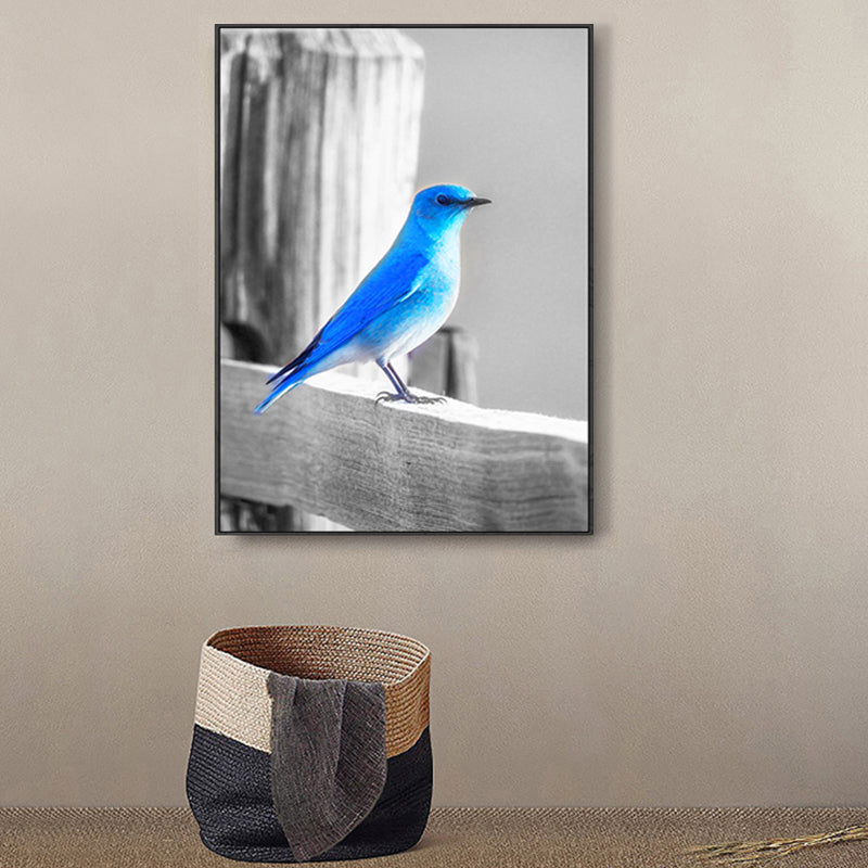 Blue Modern Canvas Wall Art Wild Bird Scenery Painting for Kitchen, Multiple Sizes