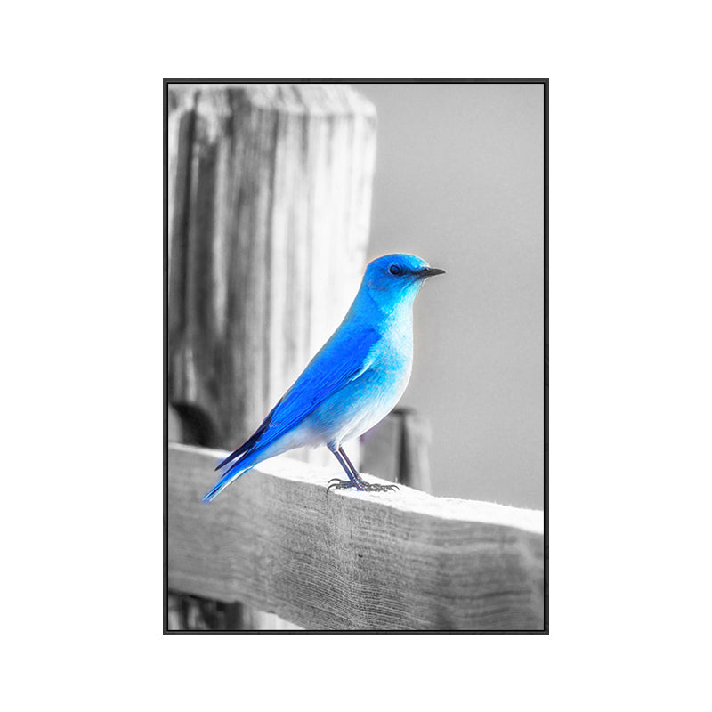 Blue Modern Canvas Wall Art Wild Bird Scenery Painting for Kitchen, Multiple Sizes