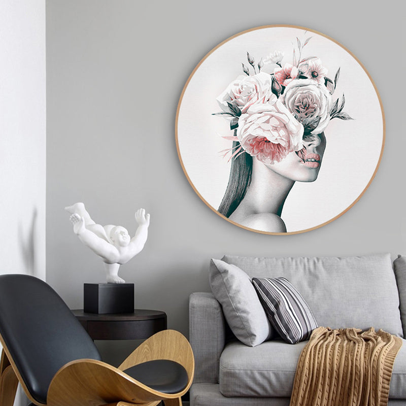 Toile moderne de fleurs et de filles, couleur pastel, décoration murale de chambre à coucher, plusieurs tailles