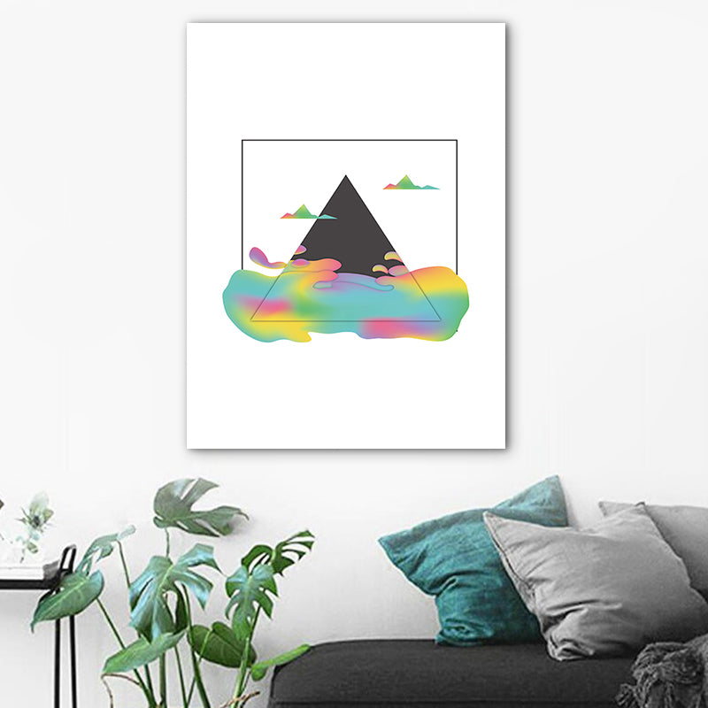 Mountains View Canvas Print Scandinavian Landscape Painting in Black for Guest Room