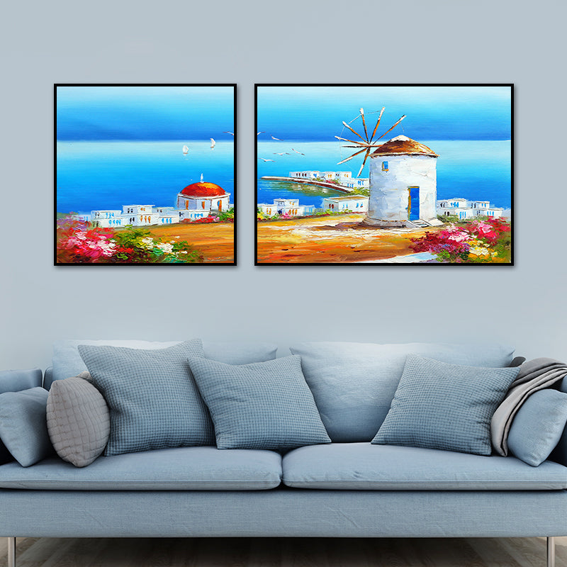 Magnifique impression d'art de paysage pastoral, décoration murale de paysage naturel de chambre à coucher en couleurs vives
