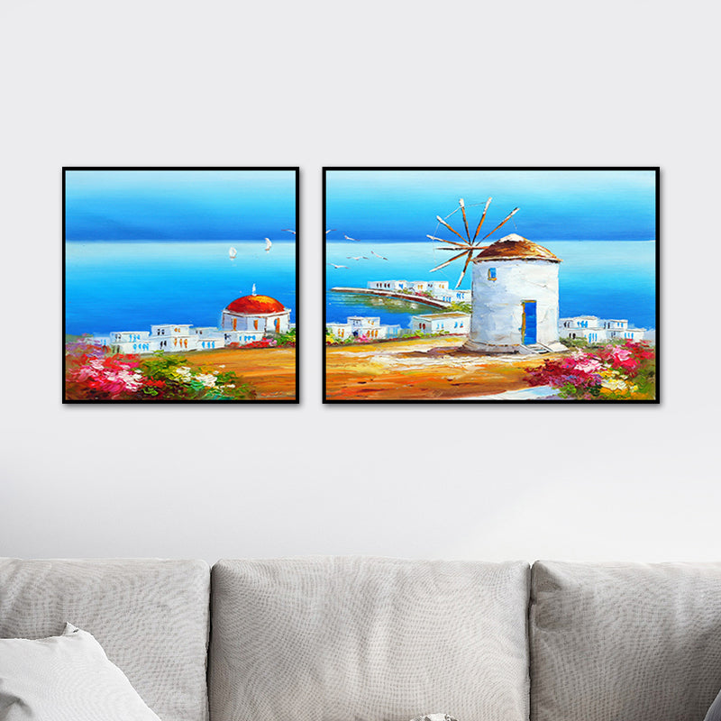 Magnifique impression d'art de paysage pastoral, décoration murale de paysage naturel de chambre à coucher en couleurs vives