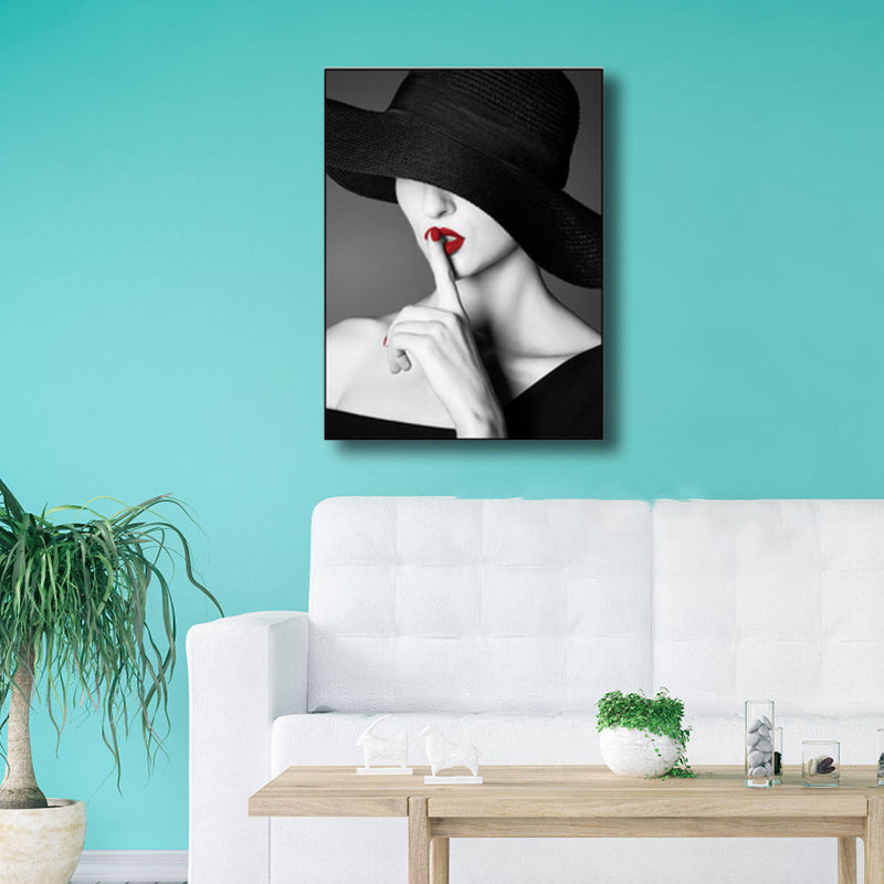 Glam Photo modèle toile art couleur foncée mode décoration murale pour chambre de filles, texturé