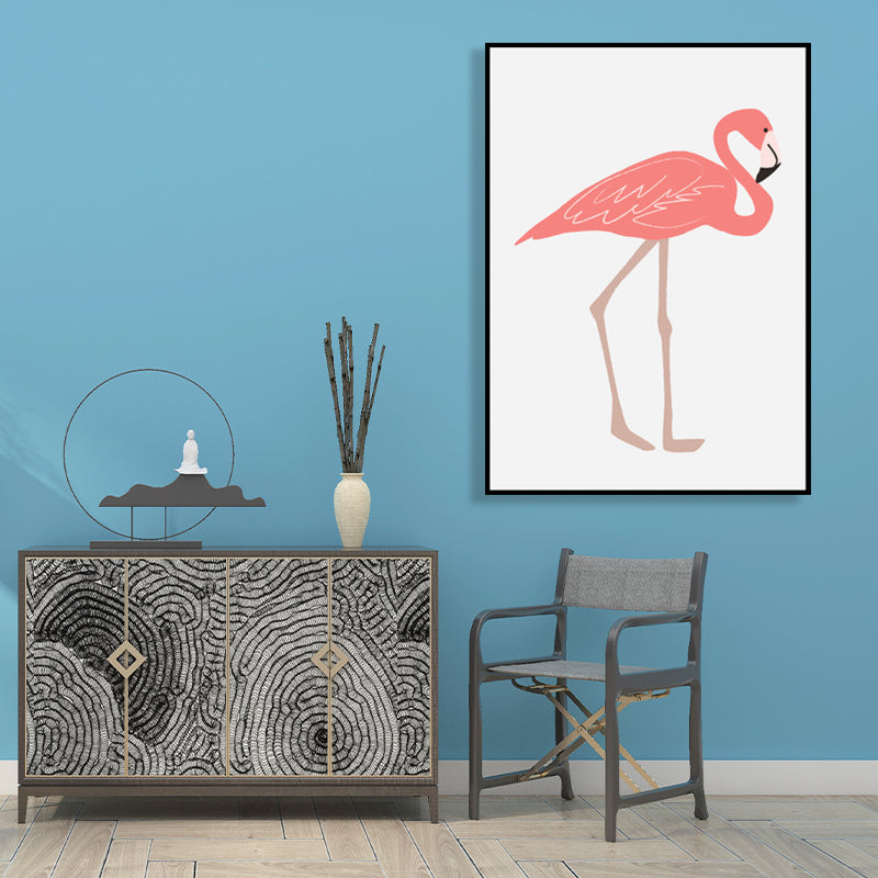 Tropical Animal Flamingo Art Print Kids Canvas Wall Decor in Pink for Girls Bedroom
