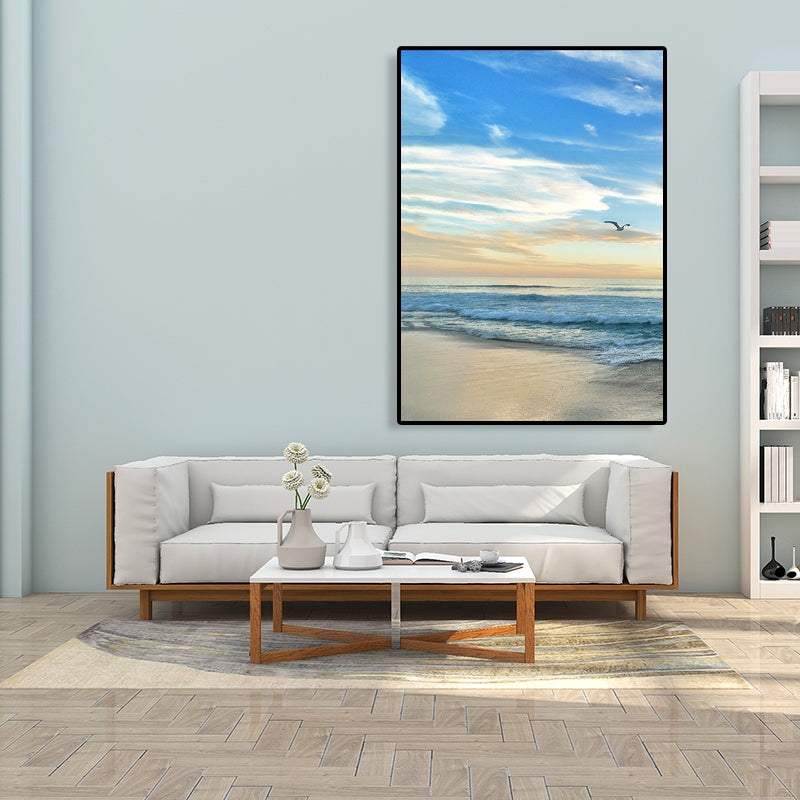 Coastal Style Wall Art Print Pastel Color Sea Landscape Painting, Multiple Sizes