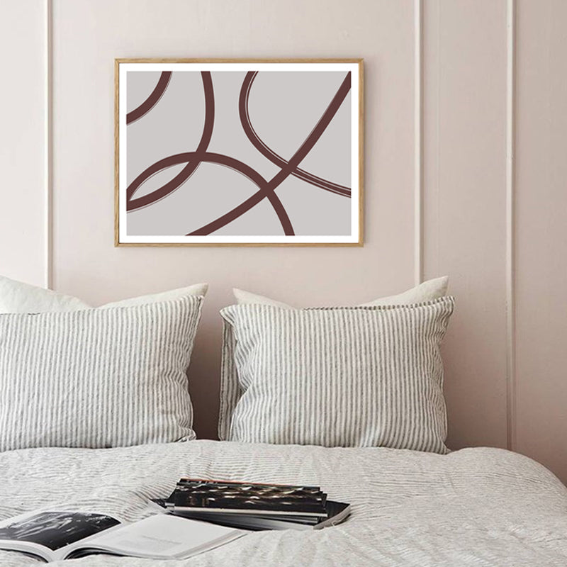 Twisted Lines Canvas Wall Art Minimalism Textured Wall Decor in Brown on Grey for Home