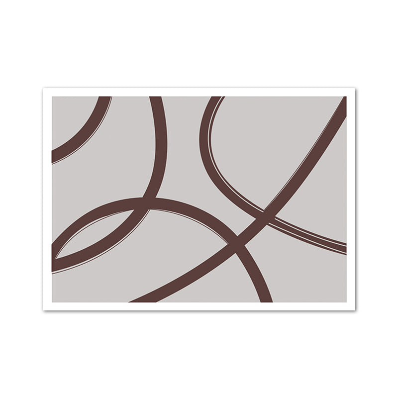 Twisted Lines Canvas Wall Art Minimalism Textured Wall Decor in Brown on Grey for Home
