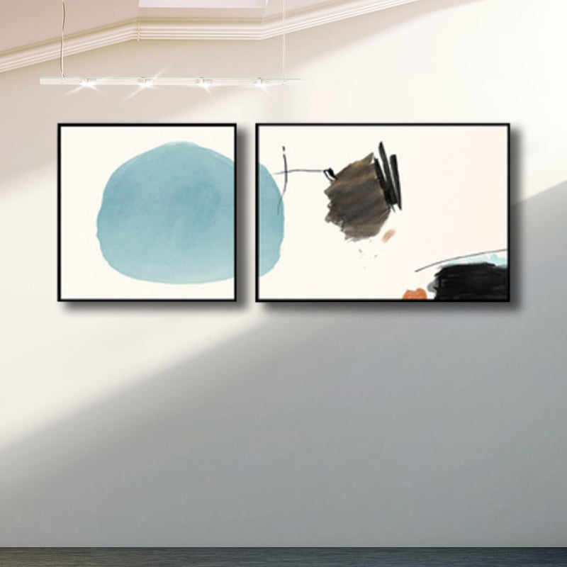 Coup de pinceau décoration murale toile d’art contemporain peinture multi-pièces en couleur douce