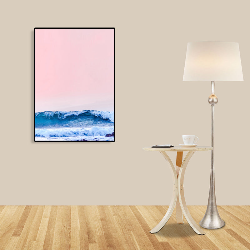 Pittura strutturata in colori pastello su tela con cielo e mare tropicali per sala giochi, dimensioni multiple