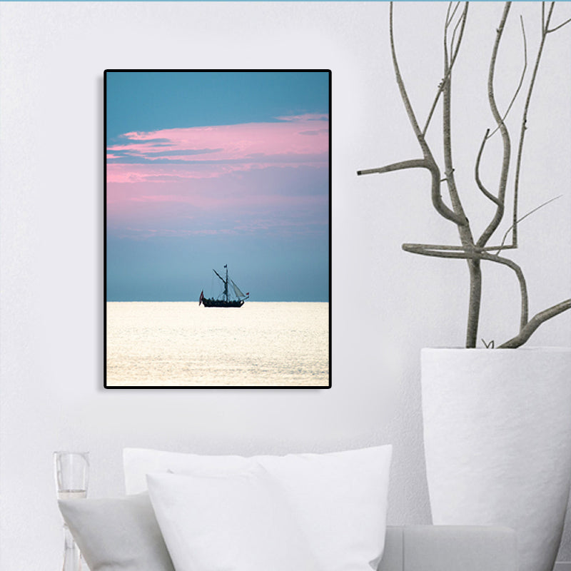 Pittura strutturata in colori pastello su tela con cielo e mare tropicali per sala giochi, dimensioni multiple