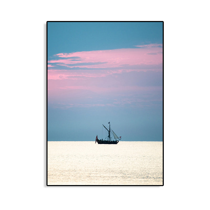 Tropical Sky and Sea Canvas Pastel Color Textured Painting for Playroom, Multiple Sizes