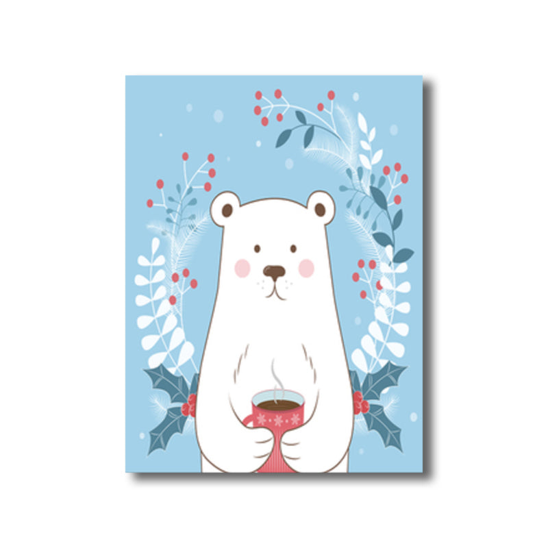 White Bear Wall Art Print Children's Art Textured Wrapped Canvas for Kids Bedroom