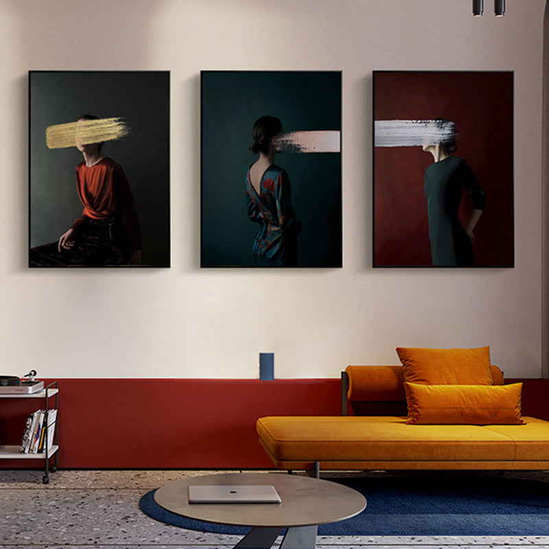 Contemporary Girl Canvas Print Figure Pastel Color Wall Decor, Multiple Sizes Options