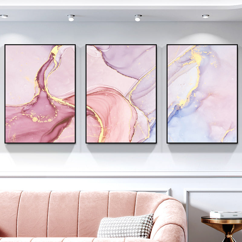 Watercolor Pattern Canvas Print Soft Color Modern Art Style Painting for Living Room