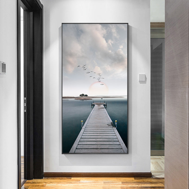 Toile enveloppée d’impression d’art contemporain de couleur douce avec vue sur la mer pour la cuisine, plusieurs tailles
