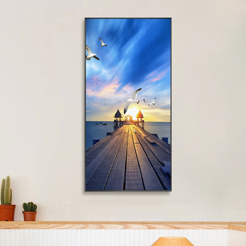 Toile enveloppée d’impression d’art contemporain de couleur douce avec vue sur la mer pour la cuisine, plusieurs tailles