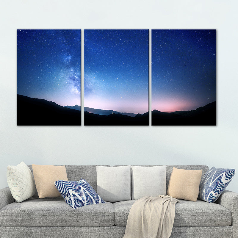 Magical Starry Night Sky Painting Light Color Modern Style Wall Decor for Dining Room