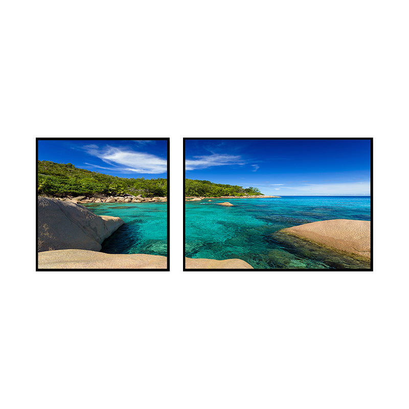 Multi-Piece Sea Scenery Canvas Modern Style Wall Art Print in Soft Color for Bedroom