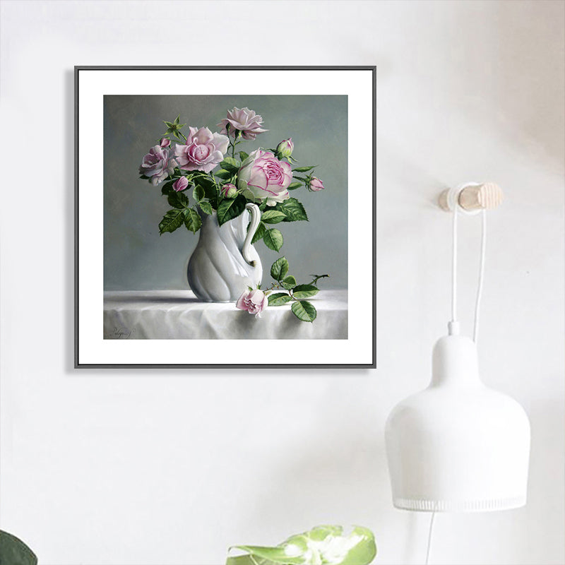 Décoration murale de chambre à coucher en toile de fleurs de style campagnard français, couleur pastel, plusieurs tailles