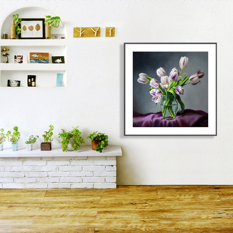 Décoration murale de chambre à coucher en toile de fleurs de style campagnard français, couleur pastel, plusieurs tailles