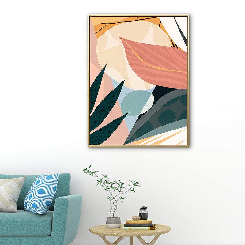 Textured Illustration Plant Canvas Wall Art Nordic Style Wall Decor for Family Room