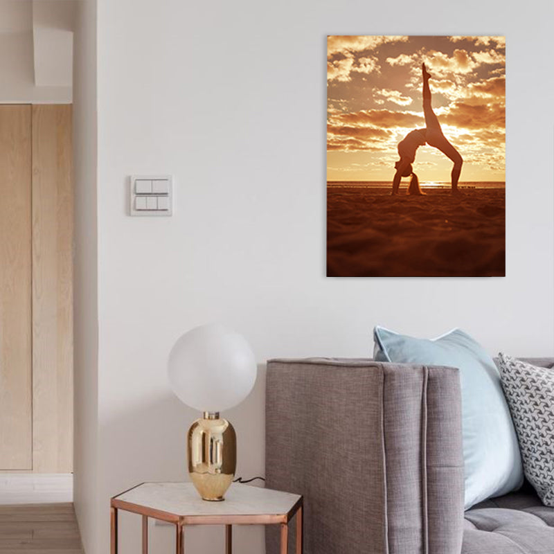 Hellfarbenes, sportliches Mädchen-Leinwand-Wanddekor im zeitgenössischen Stil mit Struktur für das Esszimmer