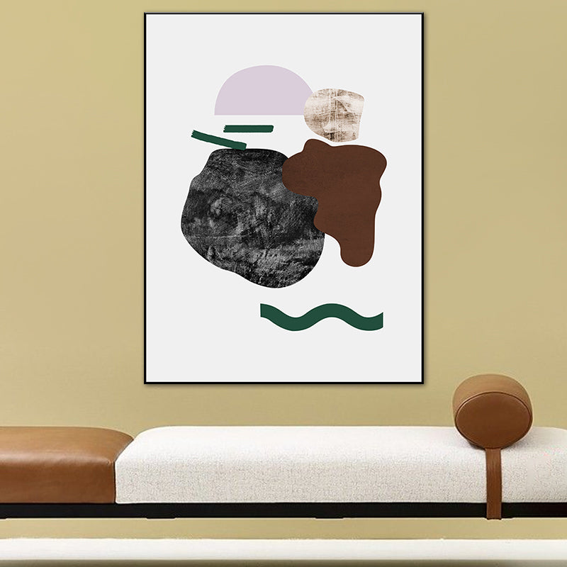 Illustration Abstract Wall Art Print Textured Nordic Dining Room Canvas in Dark Color