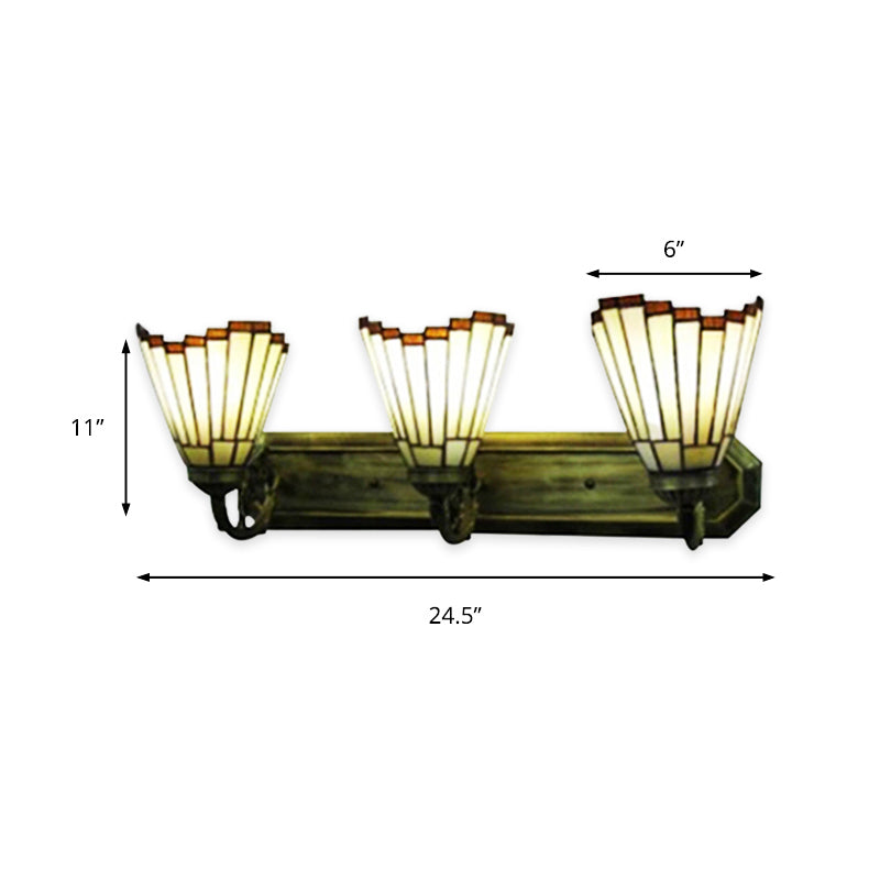 Shuttlecock Living Room Wall Light Glass 3 Lights Tiffany Stylish Wall Sconce in Beige for Corridor