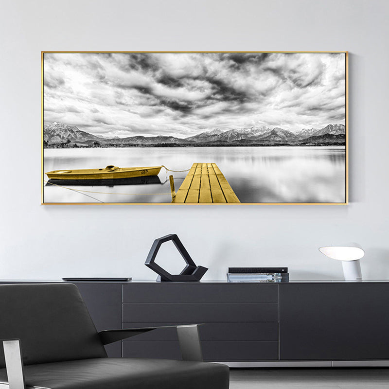 Textured Seaside Mountains Art Print Modern Style Canvas Wall Decor, Multiple Sizes