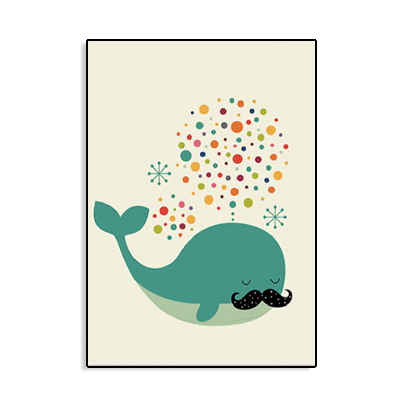 Kids Style Animal Canvas Art Pastel Color Textured Wall Decor for Childrens Bedroom