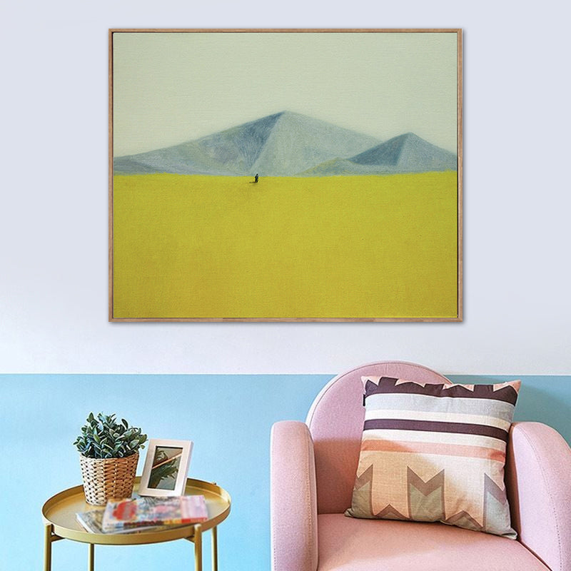 Nordische Berglandschaft Leinwandkunst Pastellfarben strukturierte Wanddekoration für Schlafzimmer