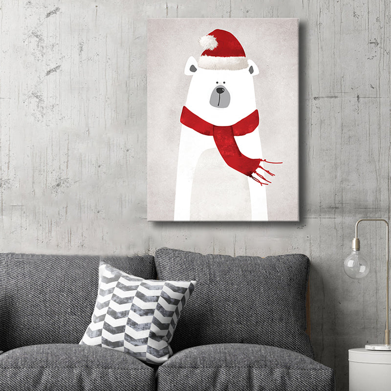 Grey Polar Bear Canvas Textured Children's Art Kids Bedroom Wall Decor, Multiple Sizes