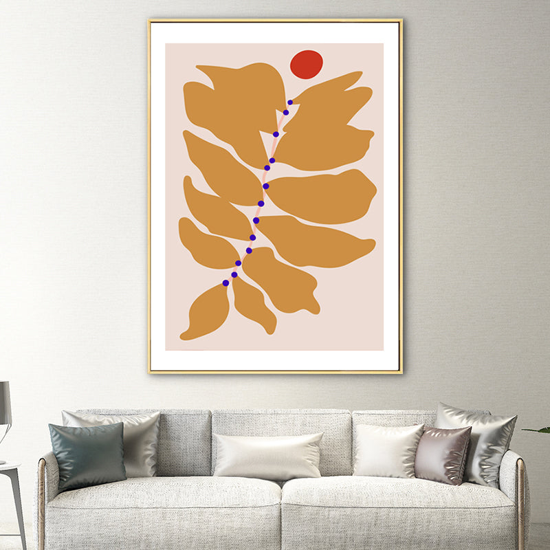 Yellow Leaf Wall Art Decor Botanical Nordic Textured Canvas Print for House Interior