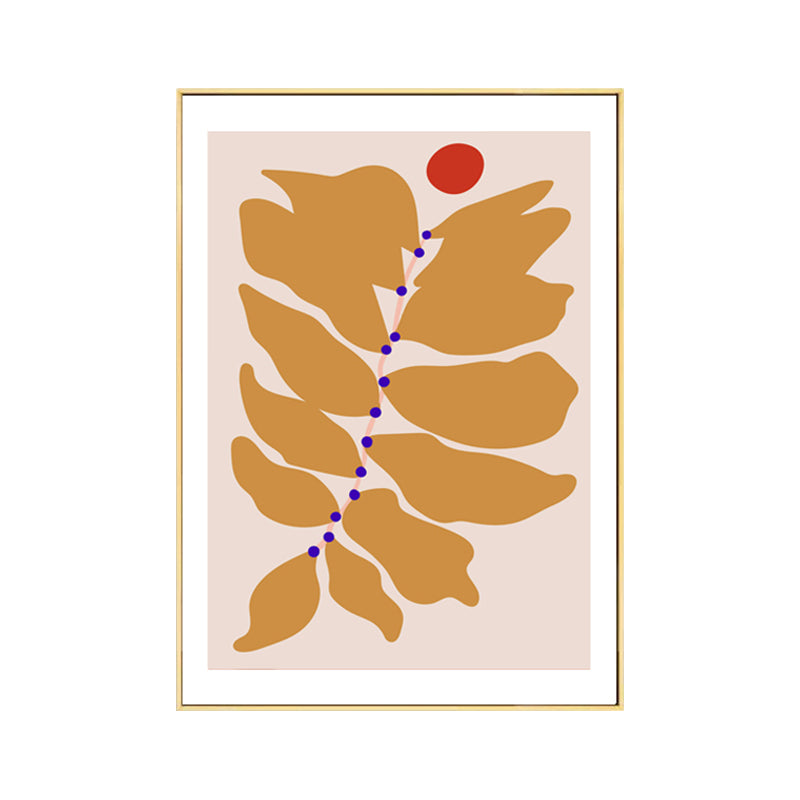 Yellow Leaf Wall Art Decor Botanical Nordic Textured Canvas Print for House Interior