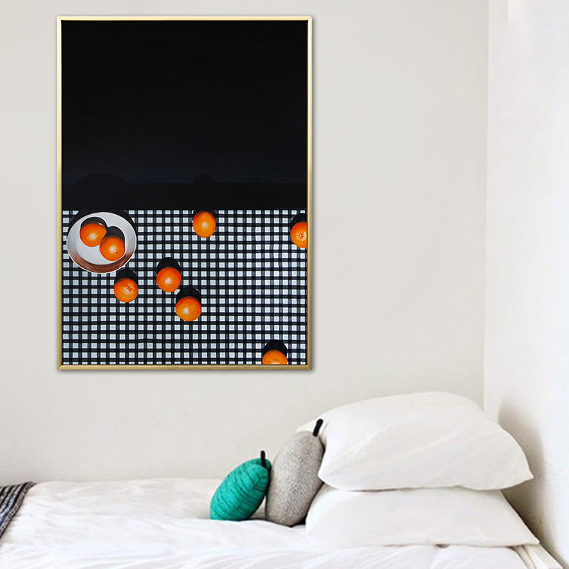 Toile imprimée avec fruits et Oranges, décoration murale de Style nordique, couleur foncée, pour salon