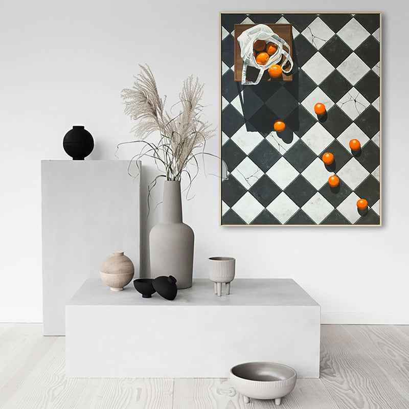 Toile imprimée avec fruits et Oranges, décoration murale de Style nordique, couleur foncée, pour salon