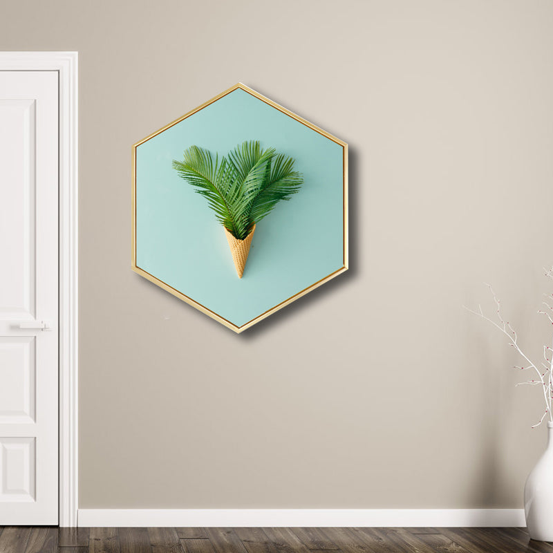 Green Botanical Canvas Print Scandinavian Textured Wall Art Decor for Living Room