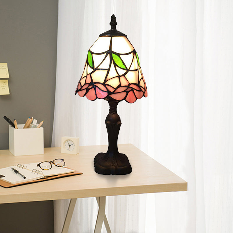 7 "/ 6" de grande cloche de la cloche Lumière de lecture avec une lampe de bureau de style Tiffany enrage rose en rose
