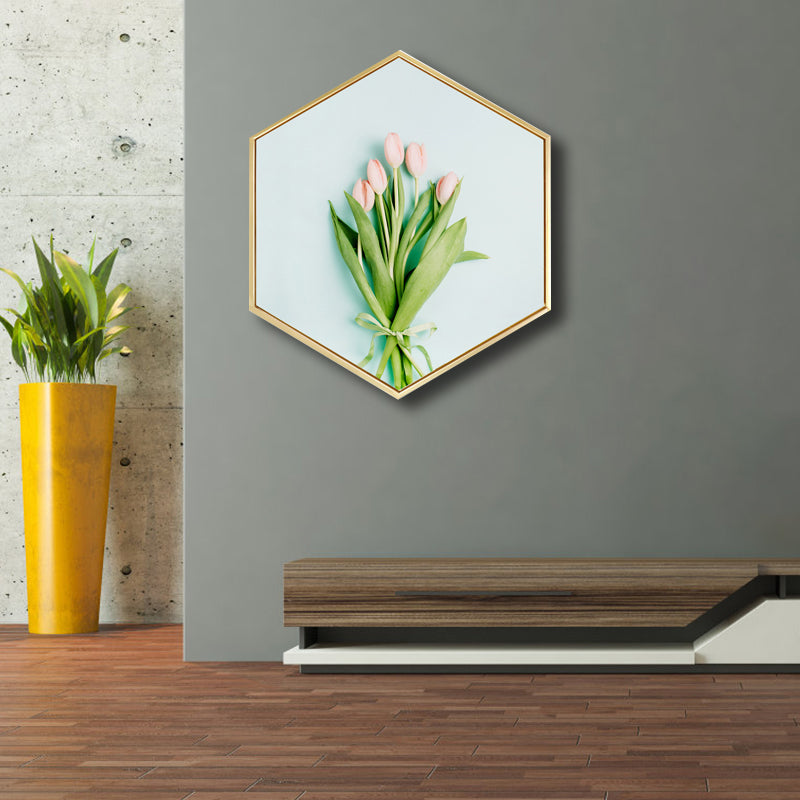 Green Botanical Canvas Print Scandinavian Textured Wall Art Decor for Living Room