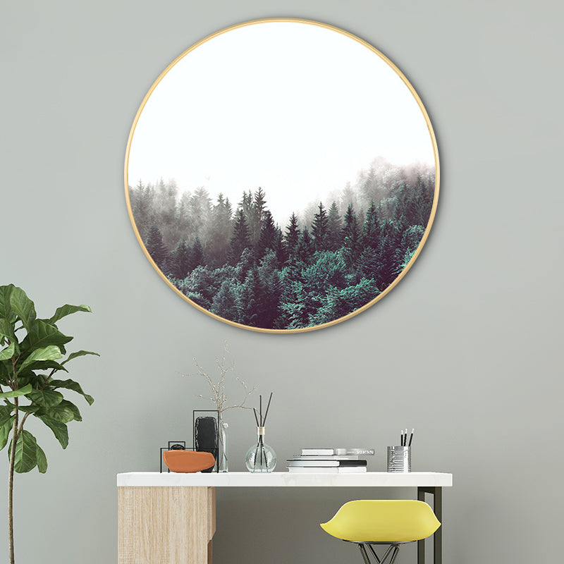 Light Color Misty Forest Canvas Photography Country Textured Painting for Bedroom