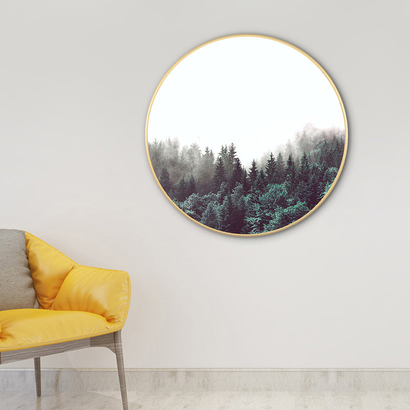 Light Color Misty Forest Canvas Photography Country Textured Painting for Bedroom