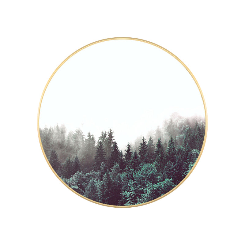 Light Color Misty Forest Canvas Photography Country Textured Painting for Bedroom