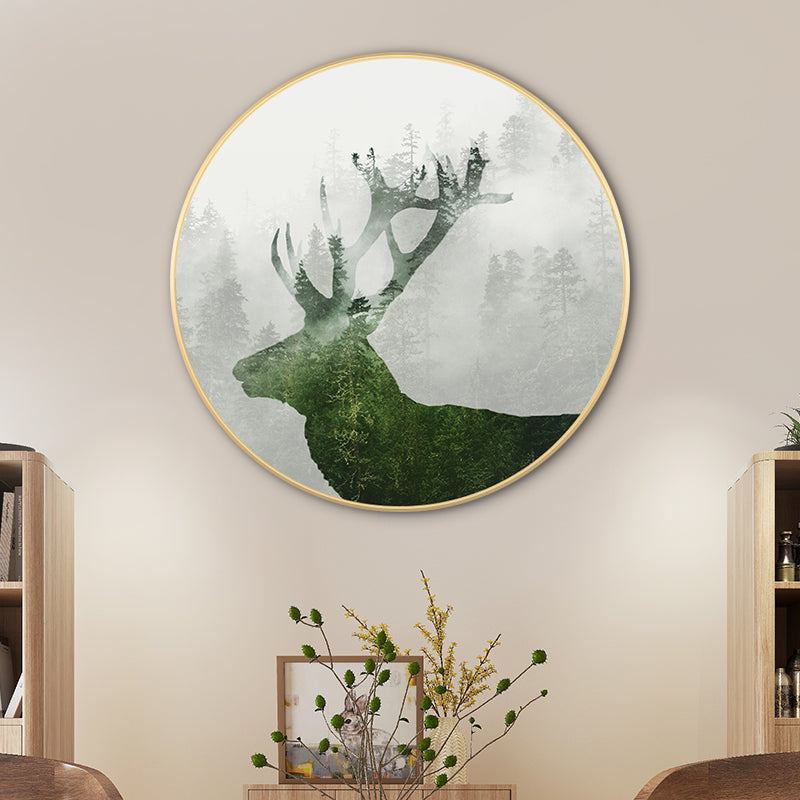 Light Color Misty Forest Canvas Photography Country Textured Painting for Bedroom