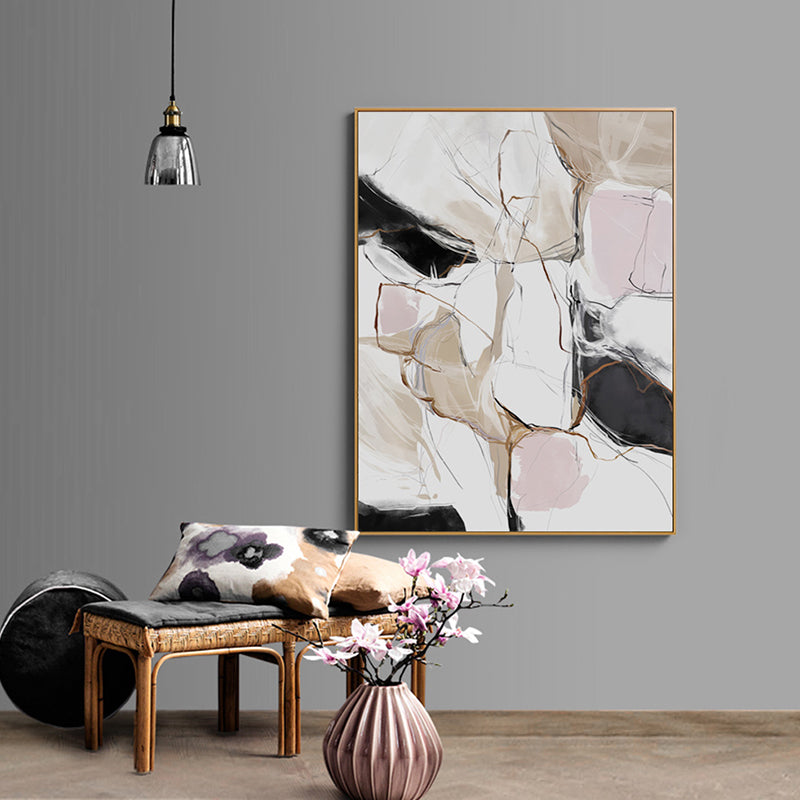 Novel Abstract Pattern Canvas Art for Living Room in White, Multiple Sizes Available